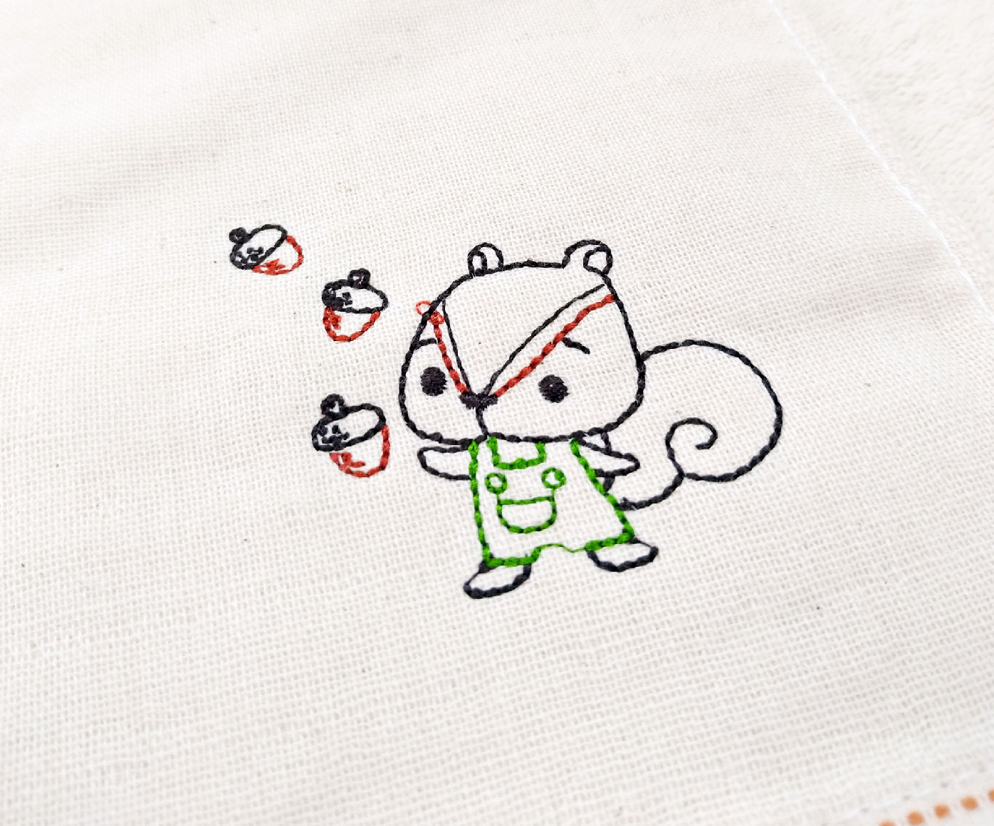 無染動物刺繡紗布童巾