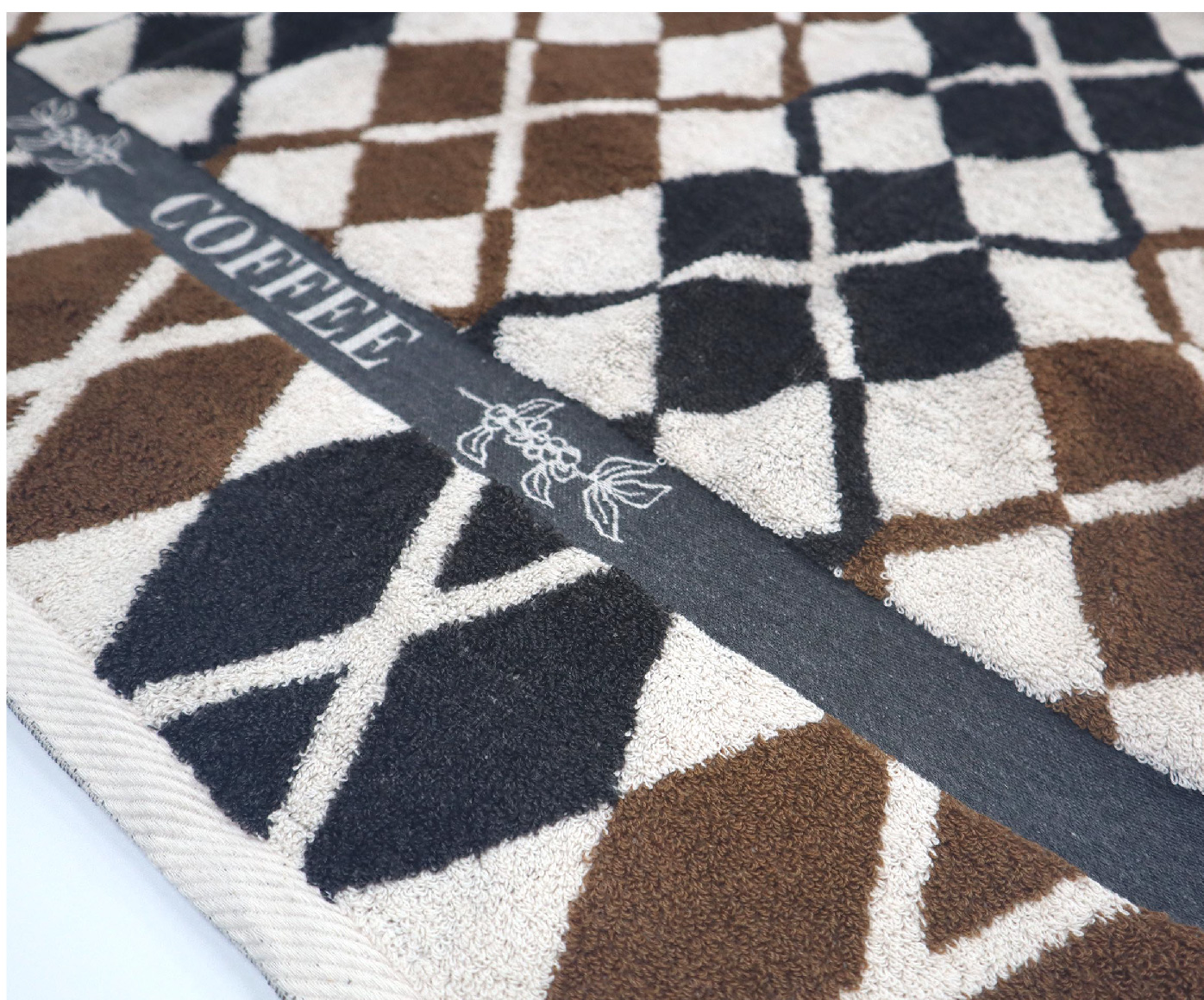 機能咖啡紗菱格紋浴巾