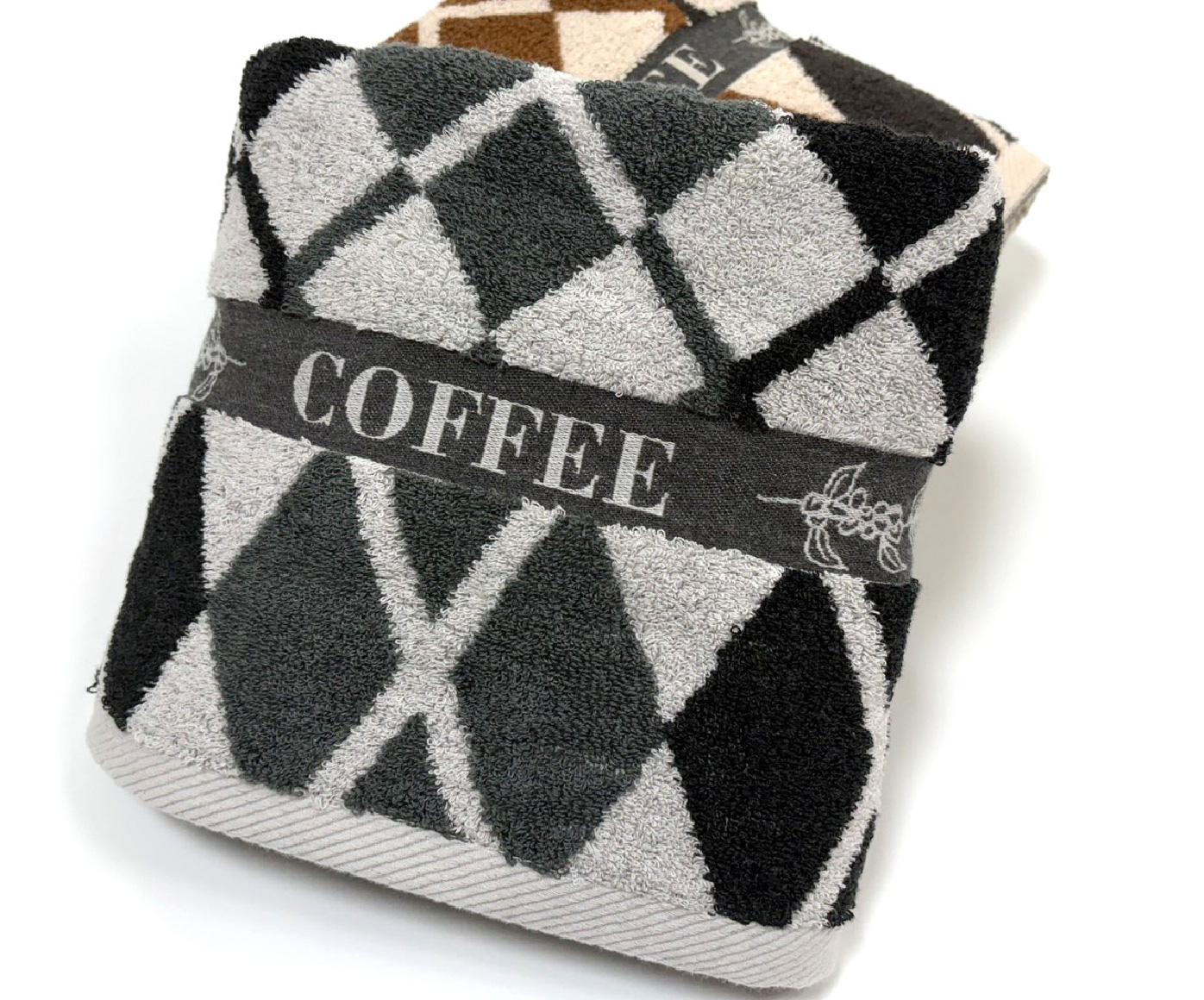 機能咖啡紗菱格紋浴巾