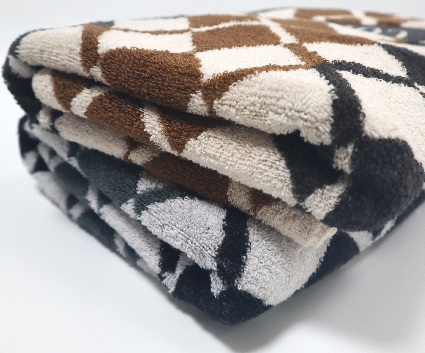 機能咖啡紗菱格紋浴巾