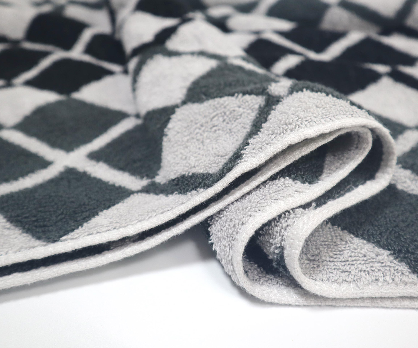 機能咖啡紗菱格紋浴巾