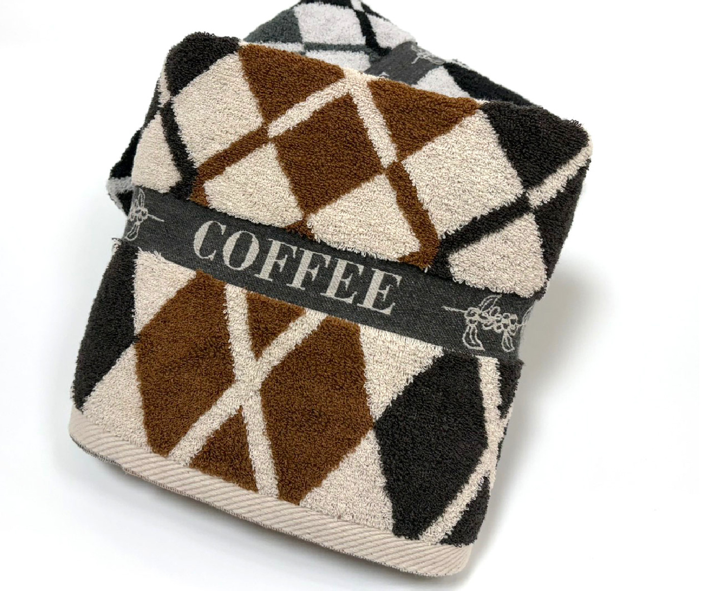 機能咖啡紗菱格紋浴巾